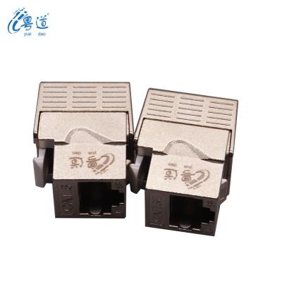 China YUEDAO Cat5e CAT6 CAT6A CAT7 RJ45 180 degree Toolless Shielded STP Zinc Alloy Keystone Jack for sale