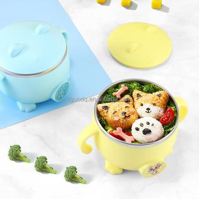 China Contemporary 316 Stainless Steel Baby Meal Bowl Children's Tableware Set Auxiliary Drop Proof Bowl Baby Insulated Suction Cup Hot Bowl for sale