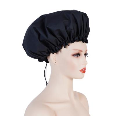 China 2021 New Fashionable Women Double-Layer Fashionable Solid Color Waterproof African EVA Shower Cap Black Hood for sale