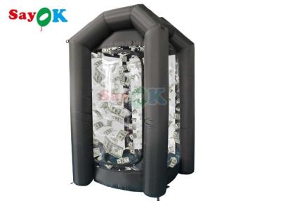 Cina 0.44mm PVC Inflatabile Cash Cube Booth Black Cash Cube Quick Inflated Machine Money Grab Catch per eventi promozionali in vendita