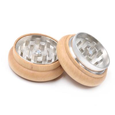 China 55mm Premium Grade Wooden Magnet Grinder Wooden Material Herb To Powder 2 Pieces Tobacco Grinder for sale