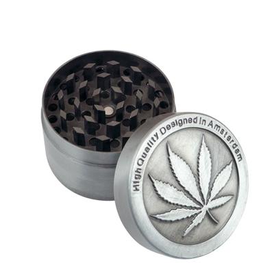 China Amsterdam Herb Grinder Hot Sale Hemp Leaf Design Herb Grinder Hemp Leaf Herb Grinder 4 Layers 40mm Mini Tobacco Grinder Machine for sale