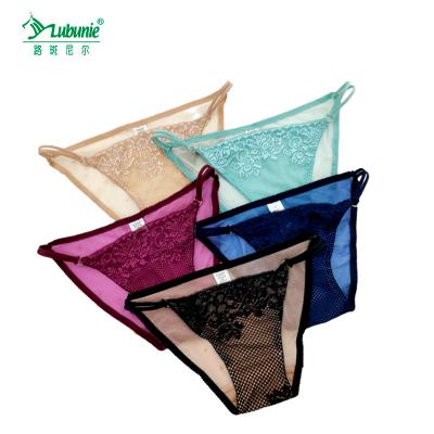 China LUBUNIE OEM ODM Antibacterial Ladies Lace Up Panties Sexy Transparent Women's Underwear for sale