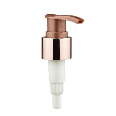 China Non Puddle Personal Care Bottle Ribbed Rose Gold Lotion Dispenser Pump for sale