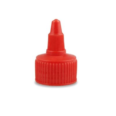 China Non Spill 24mm Twist Wall Soft Double Squeeze Red Plastic Bottle Spout Cap for sale