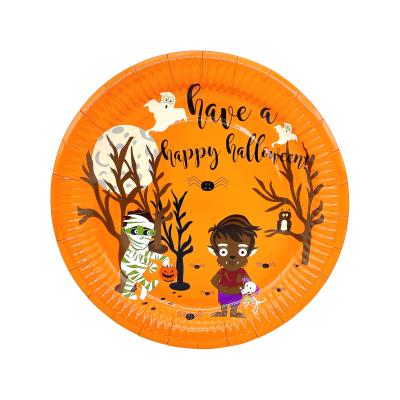 China Disposable Halloween Paper Plates Tableware Party Supplies Disposable Paper Decorations for sale