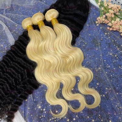 China Hair 100% Raw Unprocessed Weave Bundles Brazilian Virgin Hair , Cuticle Aligned Hair Bundles Wholesale Blonde 613 Hair Extension for sale