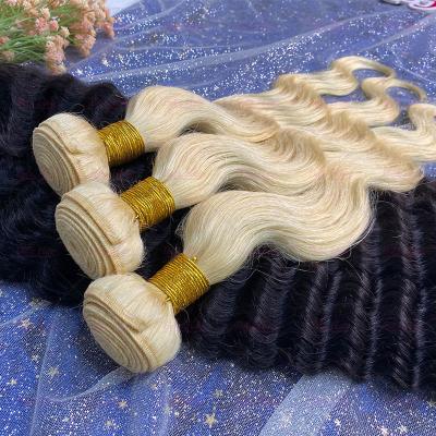 China 100% Human Hair Wigs 100% Blonde Weave, Super Double Drawn Raw Hair, 12a Virgin Russian 613 Blonde Hair Bundles for sale