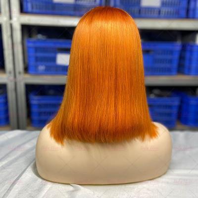 China Wholesale Silky Straight Hair 100% Lace Frontal Wig, Virgin Cuticle Aligned Hair Lace Frontal Wig, Short Colored Straight Bone Lead Wig for sale