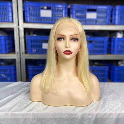 China Silky Straight Wave 613 Blonde Lace Bandage Wig, Cuticle Aligned Straight Hair Lead Wigs Hair, HD Swiss Lace Lead Frontal Highlighted Wig for sale