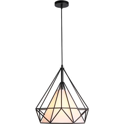 China Retro Style Industrial Modern Black Iron Cage Chandelier Office Indoor Industrial Bar Led Hanging Lamp E27 E26 for sale