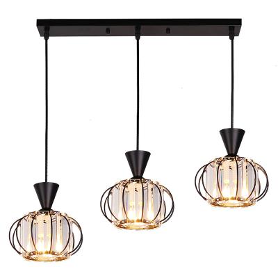 China American Creative Glass Chandelier Lamp Three Head Single Dining Room Style Bar Dining Single Head Chandelier Bedroom Light Cafe Lamp for sale