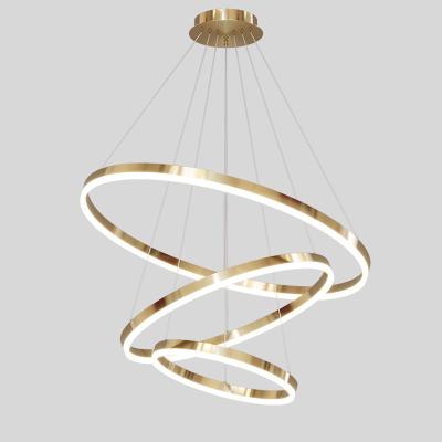 China Ring Chandelier Minimalism Luxury Round Gold Ring Dining Room Living Room Modern Bedroom Led Chandelier for sale