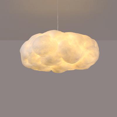 China Art Decor Soft Floating Clouds Modern Pendant Light Droplight Silk Cotton Romantic White Hanging Lamp for Restaurant Bar Dining Room for sale