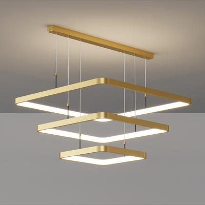 China Fashion Square Modern Style Decor Chandelier Living Room Bedroom Living Room Indoor Gold LED Nordic Chandelier for sale