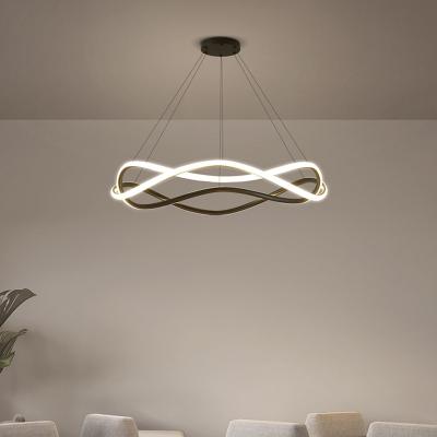 China Modern LED Ceiling Pendant Lamp for Dining Living Room Acrylic Circle Ring Chandelier Dimmable Bedroom Kitchen Indoor Lighting for sale