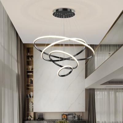 China Modern Led Round Chandelier Restaurant Ceiling Decor Modern Home Indoor Lighting Pendant Lights Ring Chandeliers Living Bedroom for sale