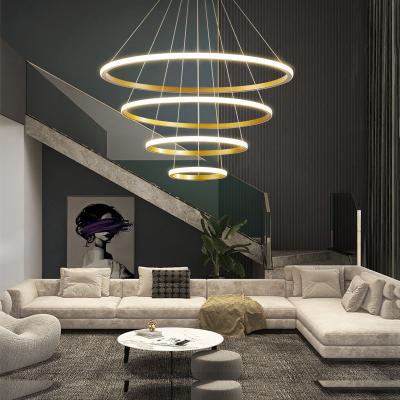 China Modern Simple Modern Art Creative Atmosphere Ring Chandelier Lamp Living Room Restaurant Household Bar Led Chandelier for sale