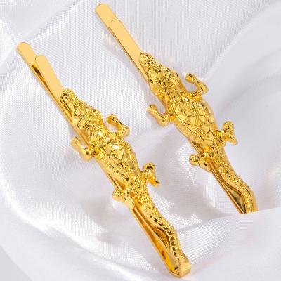 China 2PCS/SET Designer Crocodile Alligator Creaseless Hair Clips Hair Clips Gold Hair Clip for sale