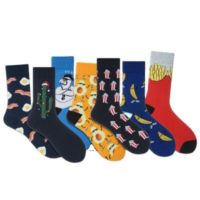 China Winter Antibacterial Men's French Fries Donuts Food Creative Series Pure Cotton Tube Socks for sale