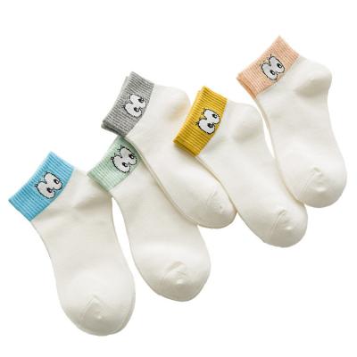 China Antibacterial Funny Breathable Cartoon White Ankle Eye Cotton Spring Baby Low Cut Socks for sale