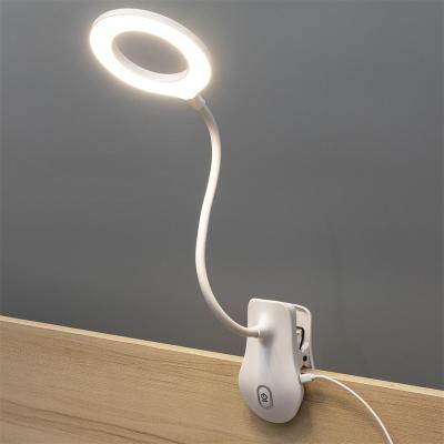 China Plastic LED Desk Lamp Clip on Lamp Battery Powered Clip on Light Book Light for Bed, Eye-Caring Flexible Arm Memory Touch 3 Color Modes for sale