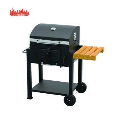 China Easily Assembled Yard BBQ Cart Wooden Side Table BBQ Smoke Clearing BBQ Grill Outdoor Charcoal for sale