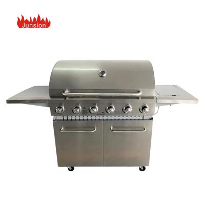 China Easily Assembled Commercial Outdoor Gas Barbecue Machine Garden Gas BBQ Grill with 6-Burner Cart with CE for sale