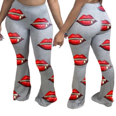 China Waterproof summer casual fashion printed ladies pants women plus size loose pants for valentines for sale