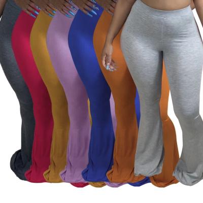 China Breathable Bell Bottoms Solid Color Waisted Autumn Winter Tight Fit Pants Womens for sale