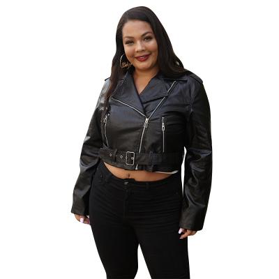 China Winter Thick Warm Short Top Women Plus Size Fashion Black PU Leather Coats Women Stylish Zipper Jackets Leather Stripper Jack for sale