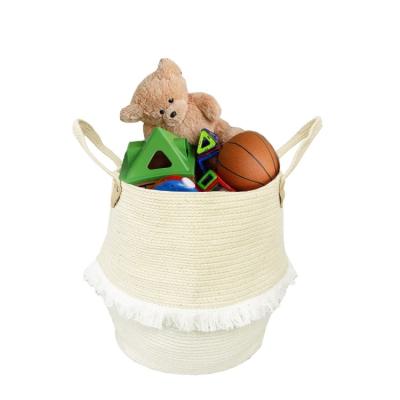 China Large Sustainable Hand Folding Cotton Rope Storage Sewing Woven Basket For Sundries for sale