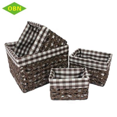 China 4 Sundries Storage Paper Handmade Weaving Basket Sustainable Household Set for sale