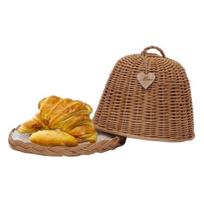 China Fashion Sustainable Decorative Handmade Rattan Willow Fruit Bread Wicker Basket With Cover for sale