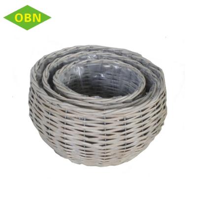 China Cheap Plant Wicker Basket Fiber Garden Wicker Basket With Plastic Lining for sale