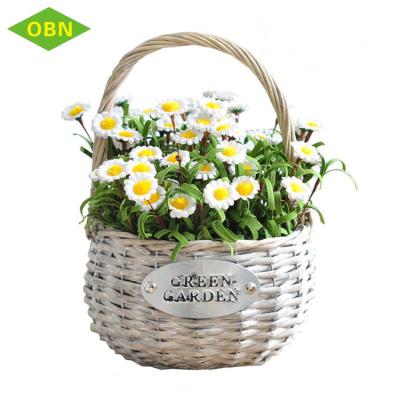 China Environmental Friendly Handmade Artificial Decorate Willow Wicker Basket Garden Plant Flower Wicker Basket For Orchid for sale