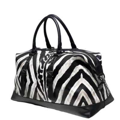 China High quality zebra print leather duffel bag for men travel weekend for sale