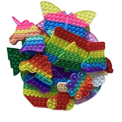 China Eco-Friendly Material Squeeze Toy Square Rainbow Push Popper Toy Among Us Amazon Fidget Push Pops Toy for sale