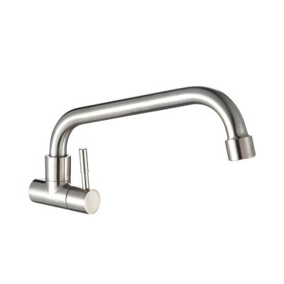 China Sense Faucets Fashion Brushed Type 304 Stainless Steel Kitchen Faucet In-wall Faucet Single Cold Water Faucet for sale