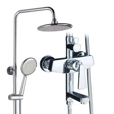 China Contemporary Mirror Brushed Copper Shower Set With Diverter And Hand Shower Set for sale