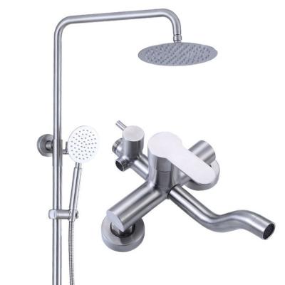 China Contemporary Luxury Brushed Multifunctional Shower Set System Faucet Combination Bathroom Hand Shower Set for sale