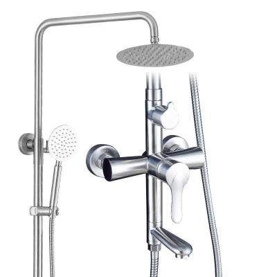 China Good Quality Contemporary Wall Mounted Bathroom 304 Stainless Steel Tub Faucet Set Rain Shower Set for sale