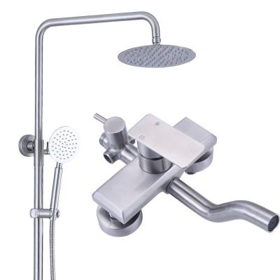 China Modern Shower Set Home Bathroom Pressurized Stainless Steel Wall Mounted Sprinkler Shower Set for sale