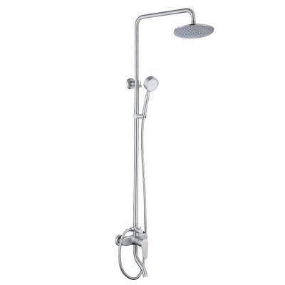 China Contemporary Polished Modern Exposed Shower Faucet Shower Double Handle Double Handle Shower Set Hot And Cold Set for sale