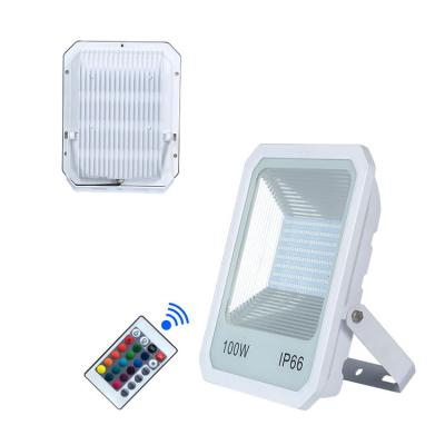 China Warning RGB Color and White Instant To Light Hot Selling 50W Wireless Control Outdoor Dimmable RGB Led Flood Light for sale