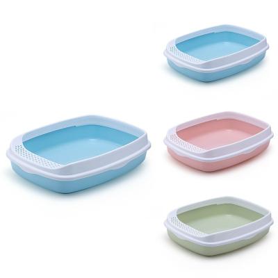 China Sustainable Best Selling Cat Box PP Cheap Durable Large Space Cat Toilet Tray Semi-closed Cat Litter Box for sale