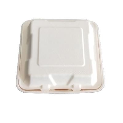 China Biodegradable Disposable Sugarcane Food Container Folding Microwavable Take Out Lunch Box for sale