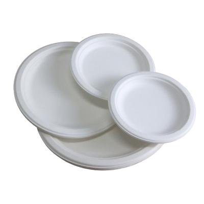 China CLASSIC Disposable Round Bamboo Sugar Cane Dish Compostable Tableware for sale