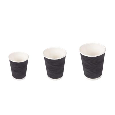 China Fully Biodegradable Disposable Bamboo Ripple Cups Ripple Wallpaper Cups for sale