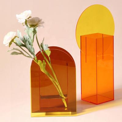 China Modern Stylish Contemporary Floral Vase Acrylic Makeup Brush Pen Holder Eco-friendly for sale